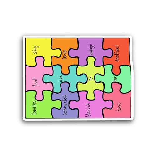2 (Pieces) 3" and 5" Colorful Puzzle Sticker, Waterproof Vinyl Decals for Many Purpose Like Cars, Tr