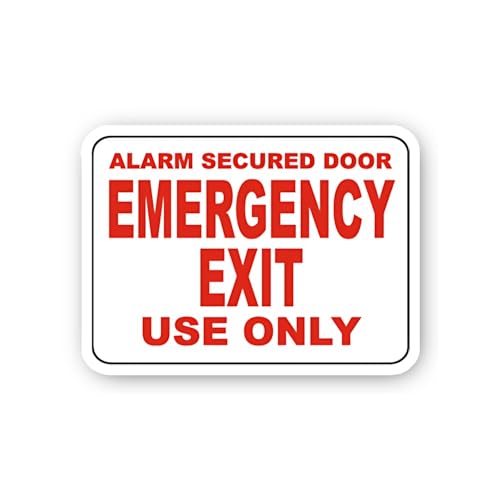 2 (Pieces) 3" and 5" Alarm Secured Emergency Exit Use Only Sticker, Waterproof Vinyl Decals for Many