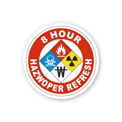 2 (Pieces) 3" and 5" 8 Hour HAZWOPER Refresh Training Sticker, Waterproof Vinyl Decals for Many Purp