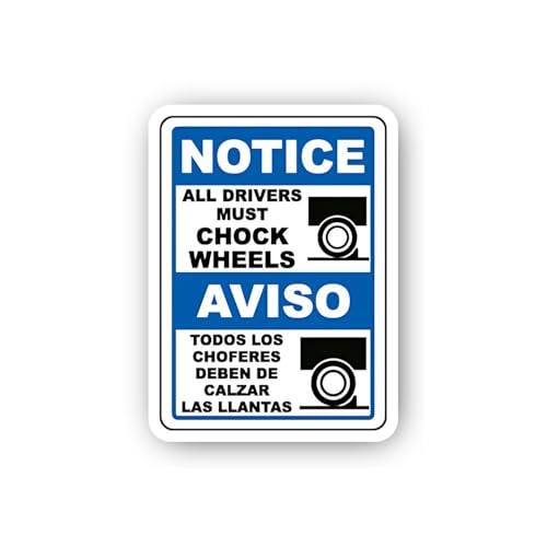 2 (Pieces) 3" and 5" Bilingual Notice: Chock Wheels Sticker, Waterproof Vinyl Decals for Many Purpos