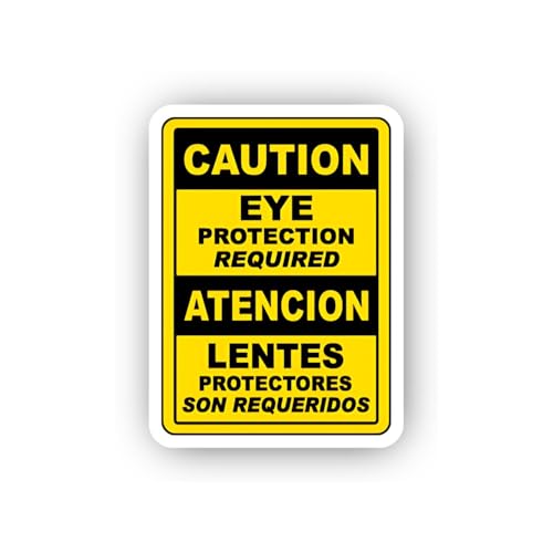 2 (Pieces) 3" and 5" Bilingual Eye Protection Notice Sticker, Waterproof Vinyl Decals for Many Purpo