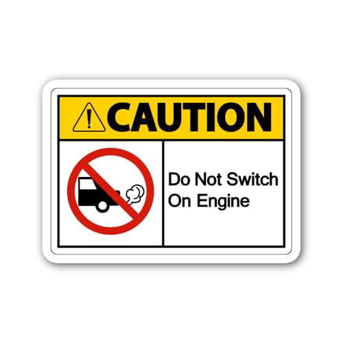 2 (Pieces) 3" and 5" Do Not Switch On Engine ICON Sticker, Waterproof Vinyl Decals for Many Purpose