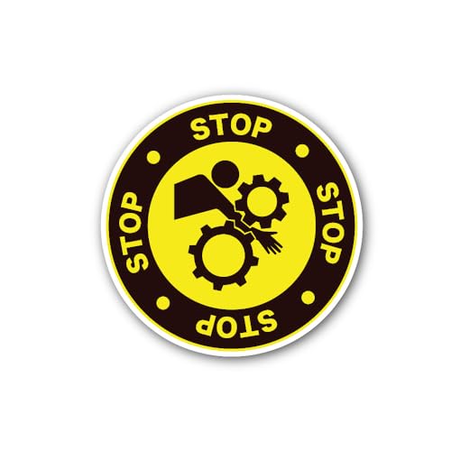2 (Pieces) 3" and 5" Hazard Involving Rotating Gears Sign Sticker, Waterproof Vinyl Decals for Many