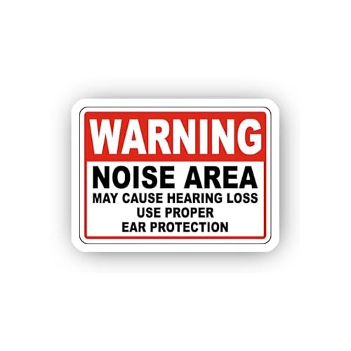 2 (Pieces) 3" and 5" Red Border Noise Area Safety Sticker, Waterproof Vinyl Decals for Many Purpose