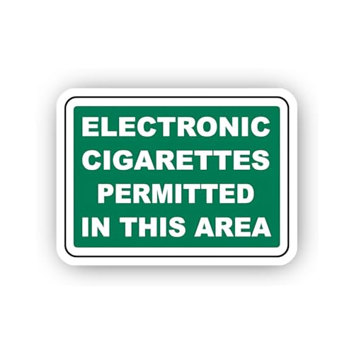 2 (Pieces) 3" and 5" Electronic Cigarette Permitted Area Sticker, Waterproof Vinyl Decals for Many P