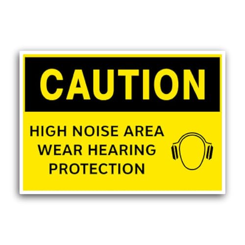 2 (Pieces) 3" and 5" Caution/High Noise Area Sign Sticker, Waterproof Vinyl Decals for Many Purpose