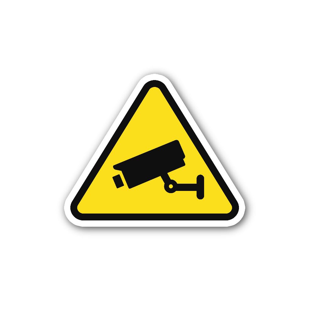 2 (Pieces) 3" and 5" CCTV Camera Sign Sticker, Waterproof Vinyl Decals for Many Purpose Like Cars, T