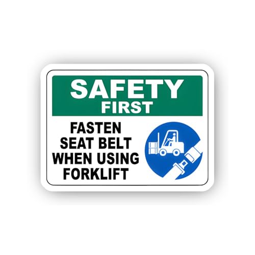 2 (Pieces) 3" and 5" Safety Sign: Fasten Seat Belt When Using Forklift Sticker, Waterproof Vinyl Dec