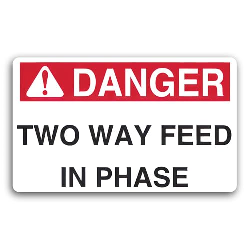 2 (Pieces) 3" and 5" Danger Sign Two Way Feed In Phase Decal Sticker, Waterproof Vinyl Decals for Ma