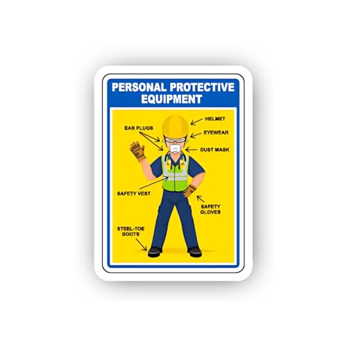 2 (Pieces) 3" and 5" Labeled Protective Gear Diagram Sticker, Waterproof Vinyl Decals for Many Purpo