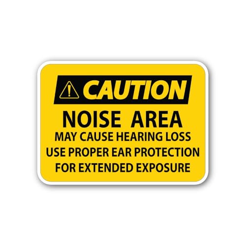 2 (Pieces) 3" and 5" Caution Noise Area Sticker, Waterproof Vinyl Decals for Many Purpose Like Cars,