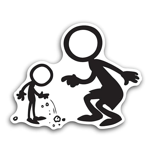 2 (Pieces) 3" and 5" Father Scolding Kid Decal Sticker, Waterproof Vinyl Decals for Many Purpose Lik