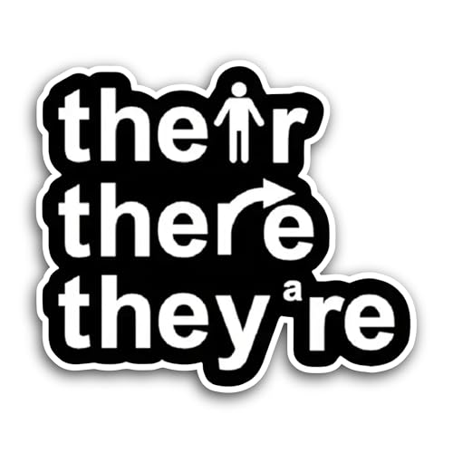 2 (Pieces) 3" and 5" Their, They're, There Sticker, Waterproof Vinyl Decals for Many Purpose Like Ca