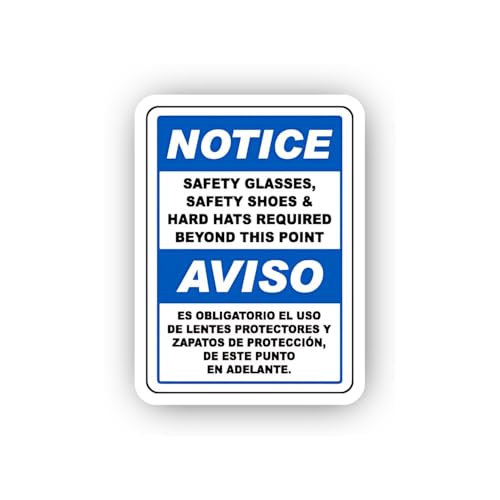 2 (Pieces) 3" and 5" Bilingual Workplace Safety Equipment Notice Sticker, Waterproof Vinyl Decals fo