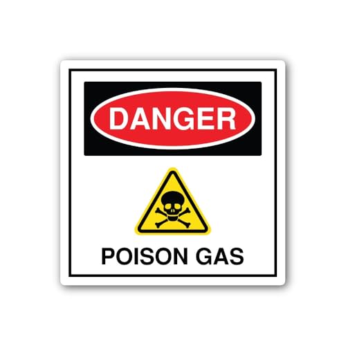 2 (Pieces) 3" and 5" Danger- Poison Gas Hazard Sticker, Waterproof Vinyl Decals for Many Purpose Lik