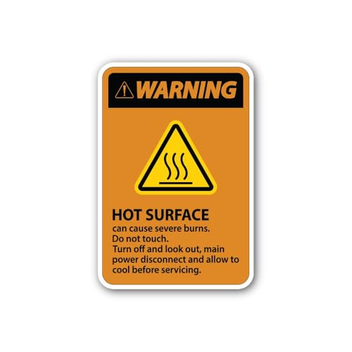 2 (Pieces) 3" and 5" Warning: Hot Surface Sign Sticker, Waterproof Vinyl Decals for Many Purpose Lik