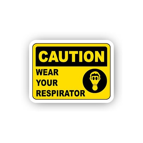 2 (Pieces) 3" and 5" Respirator Mask Usage Caution Sticker, Waterproof Vinyl Decals for Many Purpose