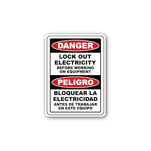 2 (Pieces) 3" and 5" Danger Lock Out Electricity Sticker, Waterproof Vinyl Decals for Many Purpose L