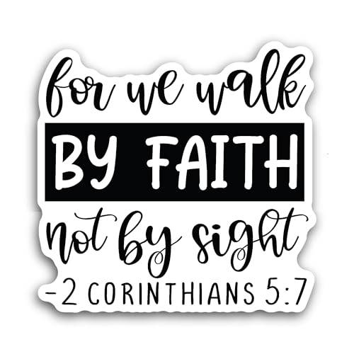 2 (Pieces) 3" and 5" We Walk by Faith Text Sticker, Waterproof Vinyl Decals for Many Purpose Like Ca