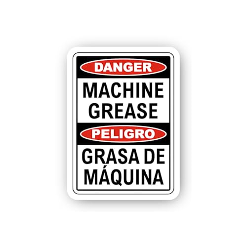 2 (Pieces) 3" and 5" Bilingual Danger Grease Warning Sticker, Waterproof Vinyl Decals for Many Purpo