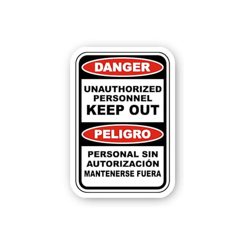 2 (Pieces) 3" and 5" Bilingual Danger Keep Out Warning Sticker, Waterproof Vinyl Decals for Many Pur