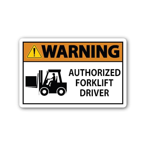 2 (Pieces) 3" and 5" Warning Authorized Forklift Driver Sign Sticker, Waterproof Vinyl Decals for Ma