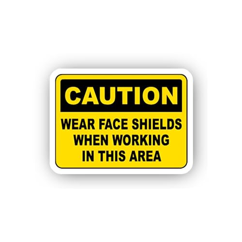 2 (Pieces) 3" and 5" Caution Face Shield Required Sticker, Waterproof Vinyl Decals for Many Purpose