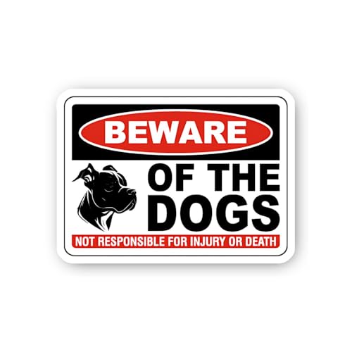 2 (Pieces) 3" and 5" Beware of The Dogs, Not Responsible for Injury or Death Sticker, Waterproof Vin