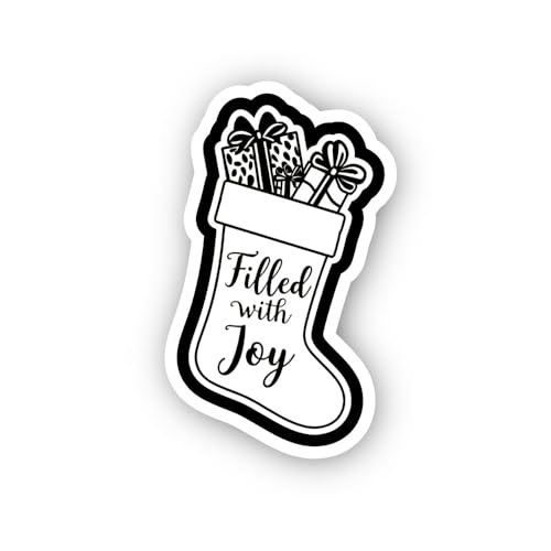 2 (Pieces) 3" and 5" Stocking Filled with Holiday Gifts Sticker, Waterproof Vinyl Decals for Many Pu
