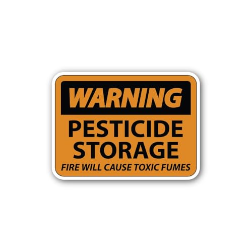 2 (Pieces) 3" and 5" Warning Pesticide Storage Area Sign Sticker, Waterproof Vinyl Decals for Many P