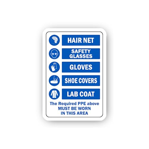 2 (Pieces) 3" and 5" Laboratory Hygiene Protective Wear Requirements Sticker, Waterproof Vinyl Decal