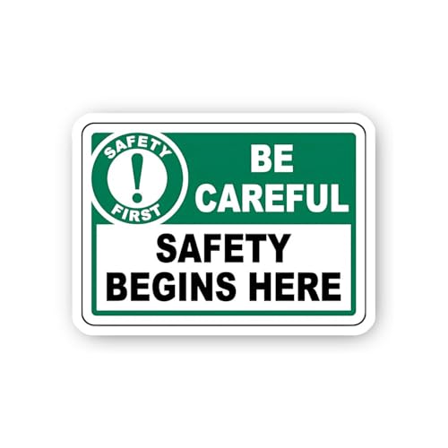 2 (Pieces) 3" and 5" Safety First: Be Careful, Safety Begins Here Sign Sticker, Waterproof Vinyl Dec