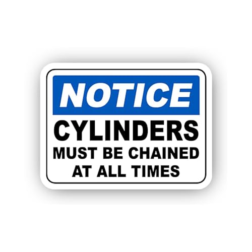 2 (Pieces) 3" and 5" Safety Notice Cylinder Chaining Sticker, Waterproof Vinyl Decals for Many Purpo