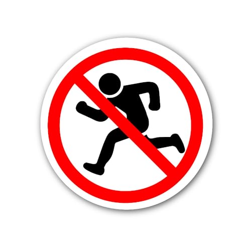 2 (Pieces) 3" and 5" No Running Sign Sticker, Waterproof Vinyl Decals for Many Purpose Like Cars, Tr