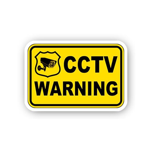 2 (Pieces) 3" and 5" CCTV Warning Shield Graphic Sign Sticker, Waterproof Vinyl Decals for Many Purp
