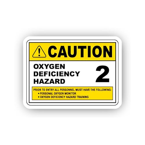 2 (Pieces) 3" and 5" Oxygen Deficiency Hazard Level Two Sticker, Waterproof Vinyl Decals for Many Pu