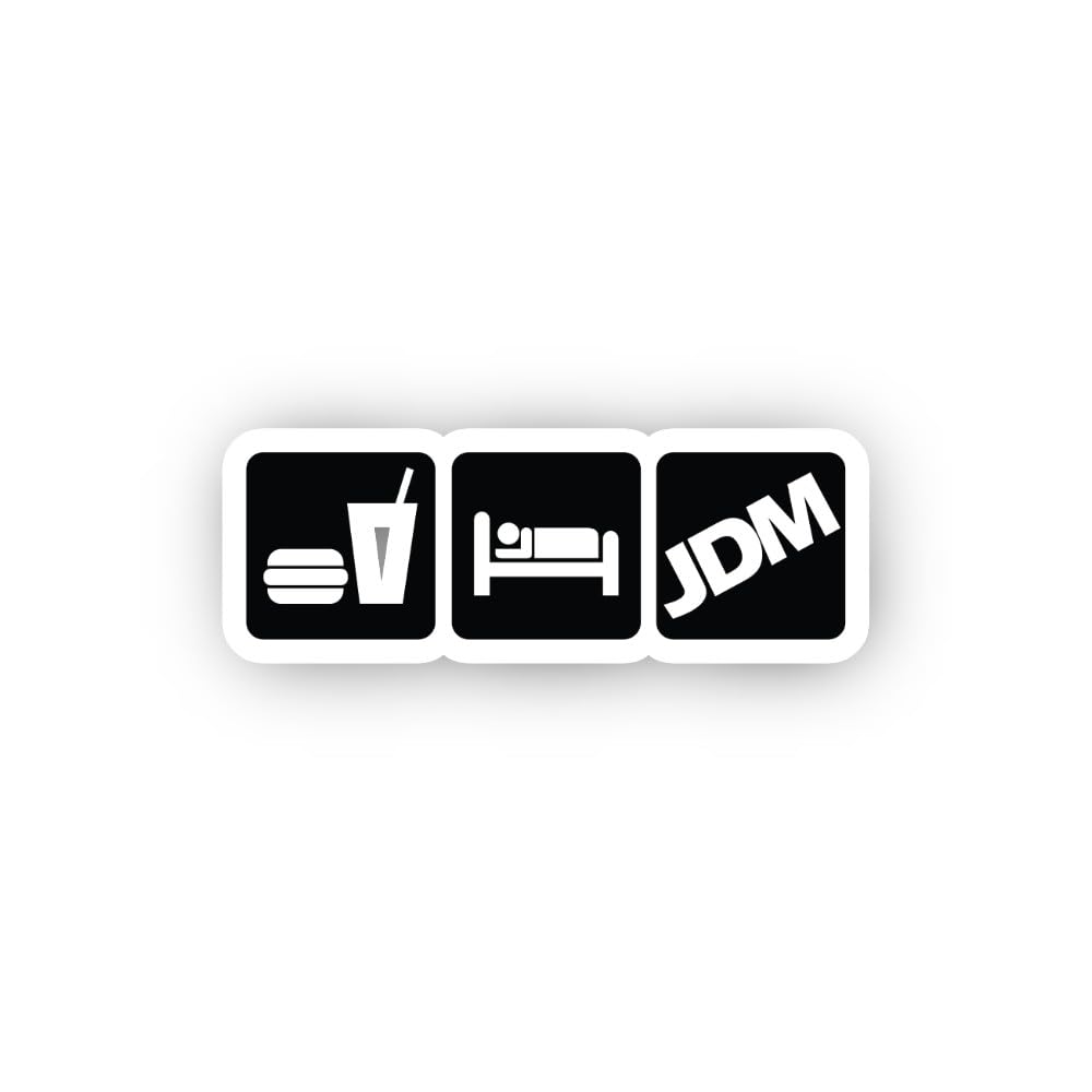 2 (Pieces) 3" and 5" Eat, Sleep, JDM Lifestyle Icon Sticker, Waterproof Vinyl Decals for Many Purpos