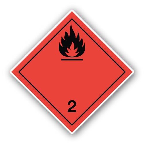 2 (Pieces) 3" and 5" Class 2.1 Flammable Gas Sticker, Waterproof Vinyl Decals for Many Purpose Like
