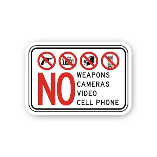 2 (Pieces) 3" and 5" No Weapons Cameras Video Phone Sticker, Waterproof Vinyl Decals for Many Purpos
