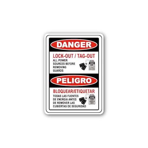 2 (Pieces) 3" and 5" Lock-Out/TAG-Out Icon Sticker, Waterproof Vinyl Decals for Many Purpose Like Ca