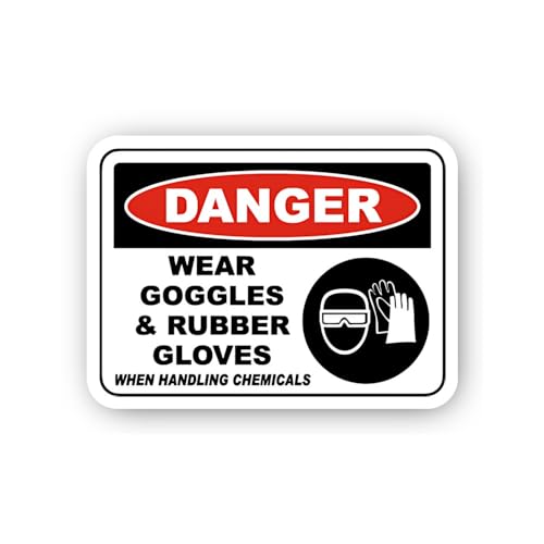 2 (Pieces) 3" and 5" Chemical Handling Safety Gear Danger Sticker, Waterproof Vinyl Decals for Many