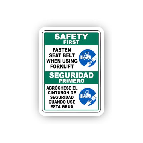 2 (Pieces) 3" and 5" Fasten Seat Belt When Using Forklift Sign Sticker, Waterproof Vinyl Decals for