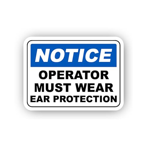 2 (Pieces) 3" and 5" Operator Ear Protection Notice Sticker, Waterproof Vinyl Decals for Many Purpos