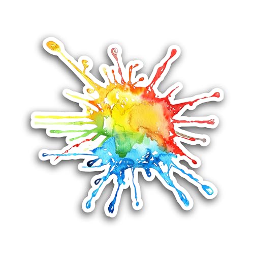 2 (Pieces) 3" and 5" Colorful Blue and Yellow Splash Sticker, Waterproof Vinyl Decals for Many Purpo
