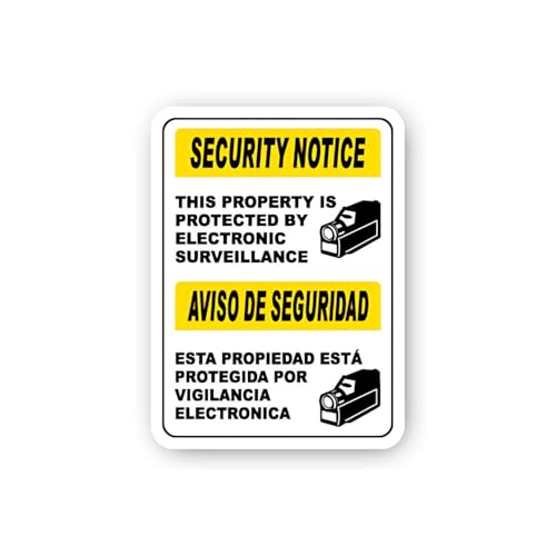 2 (Pieces) 3" and 5" Security Notice: Electronic Surveillance Bilingual Sticker, Waterproof Vinyl De