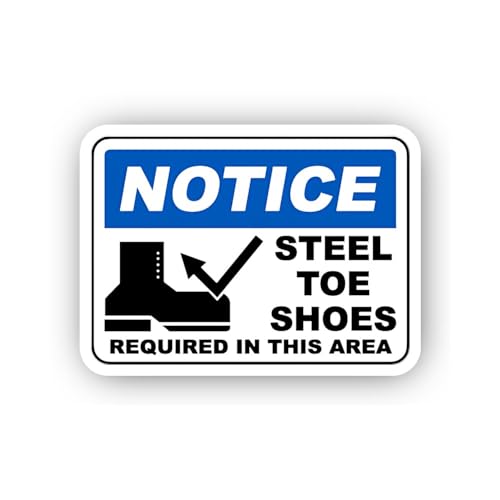 2 (Pieces) 3" and 5" Steel Toe Boot Requirement Notice Sticker, Waterproof Vinyl Decals for Many Pur