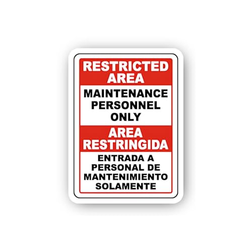2 (Pieces) 3" and 5" Restricted Area Maintenance Personnel Only Bilingual Sticker, Waterproof Vinyl
