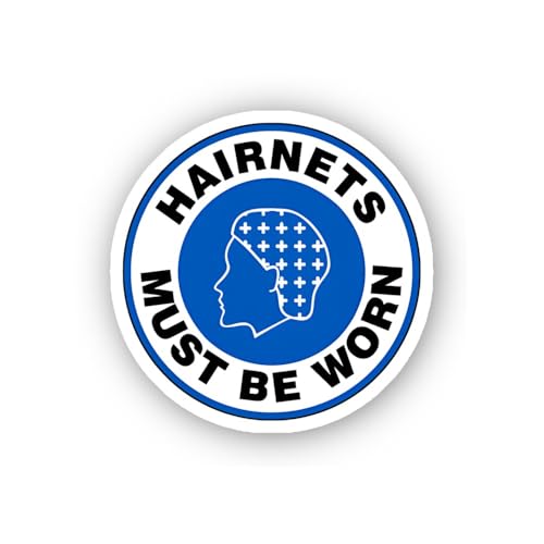 2 (Pieces) 3" and 5" Circular Hairnet Requirement Graphic Sticker, Waterproof Vinyl Decals for Many