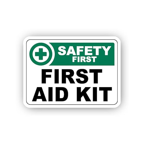 2 (Pieces) 3" and 5" First Aid Kit Safety Sign Sticker, Waterproof Vinyl Decals for Many Purpose Lik