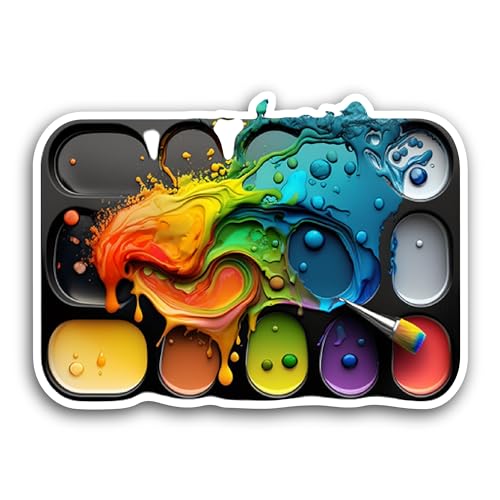 2 (Pieces) 3" and 5" Color Mixture Painting Palette Sticker, Waterproof Vinyl Decals for Many Purpos